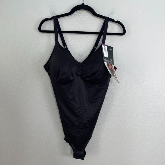 NEW Miraclesuit Womens Plus 2XL Wirefree Black Bodysuit Comfy Curves Slimming - Picture 1 of 11